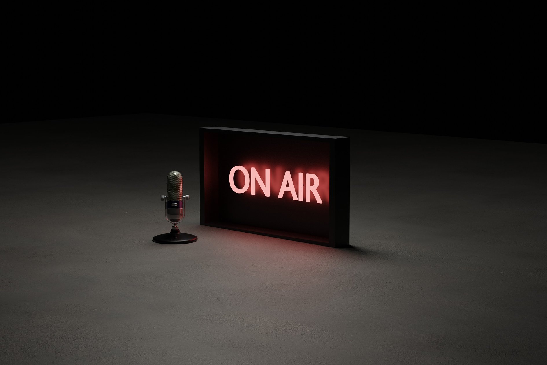 On Air Sign Box on the Floor Next to Microphone